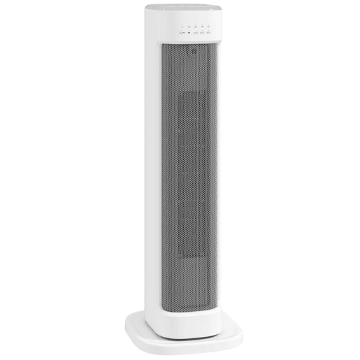 HOMCOM Aquecedor Elétrico de Baixo Consumo 2000W PTC Termoventilador com 3 Modos Termostato Regulável Temporizador Proteção contra Capotamentos e Sobreaquecimento Controlo Remoto para 15-20? Branco