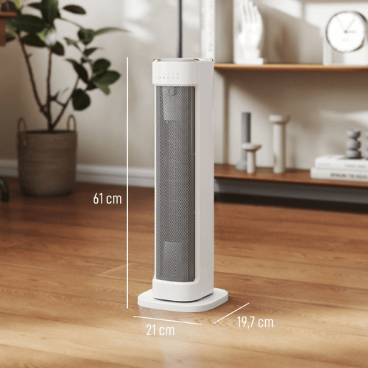 HOMCOM Aquecedor Elétrico de Baixo Consumo 2000W PTC Termoventilador com 3 Modos Termostato Regulável Temporizador Proteção contra Capotamentos e Sobreaquecimento Controlo Remoto para 15-20? Branco