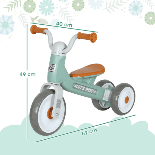 AIYAPLAY Bicicleta sem Pedais para Crianças dos 12 aos 36 Meses Bicicleta de Equilíbrio com Rodas Silenciosas e Antifuro Guiadores com Rotação Limitada a 60° 69x40x49 cm Verde