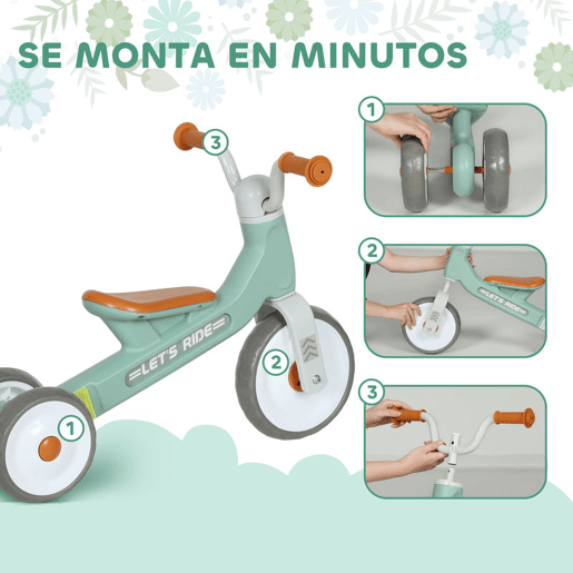 AIYAPLAY Bicicleta sem Pedais para Crianças dos 12 aos 36 Meses Bicicleta de Equilíbrio com Rodas Silenciosas e Antifuro Guiadores com Rotação Limitada a 60° 69x40x49 cm Verde