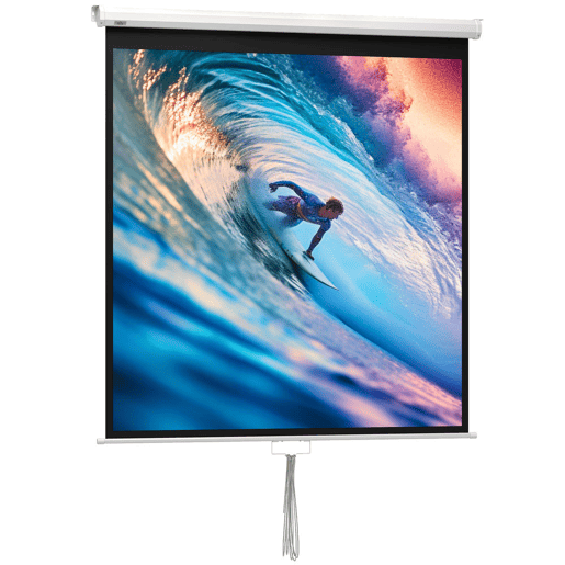 HOMCOM Ecrã de Projeção Manual 85'' Portátil Formato 1:1 Ângulo de Visão 160° para Interior e Exterior Cinema em Casa Eventos Desportivos Jardim 146x146 cm Branco