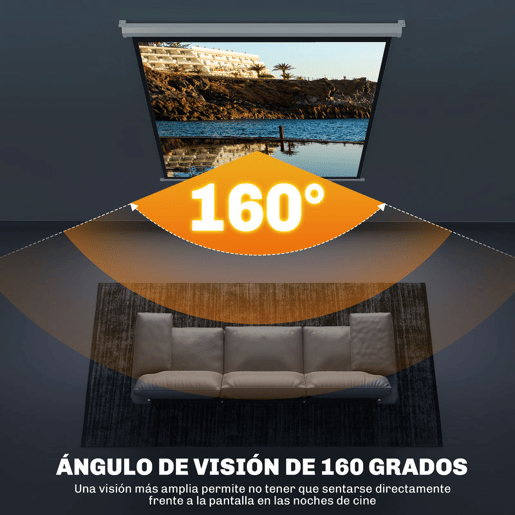 HOMCOM Ecrã de Projeção Manual 85'' Portátil Formato 1:1 Ângulo de Visão 160° para Interior e Exterior Cinema em Casa Eventos Desportivos Jardim 146x146 cm Branco