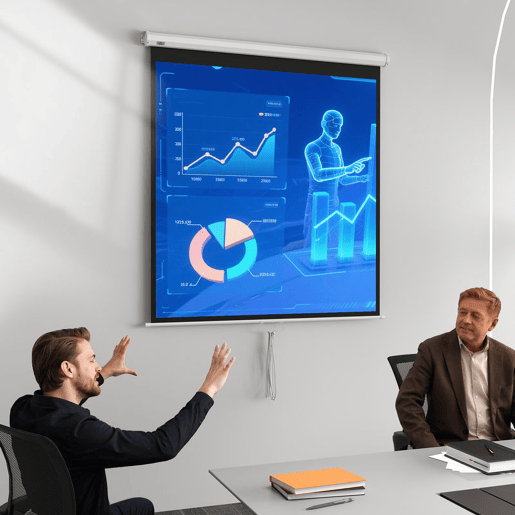 HOMCOM Ecrã de Projeção Manual 85'' Portátil Formato 1:1 Ângulo de Visão 160° para Interior e Exterior Cinema em Casa Eventos Desportivos Jardim 146x146 cm Branco
