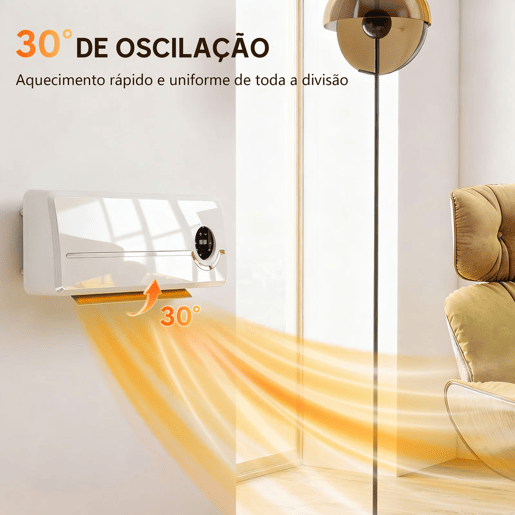 HOMCOM Aquecedor Elétrico de Parede de Baixo Consumo Cerâmico 2000W com 3 Modos Ecrã LED Termostato Regulável Temporizador 24h Oscilação Controlo Remoto e Deteção de Janelas Abertas