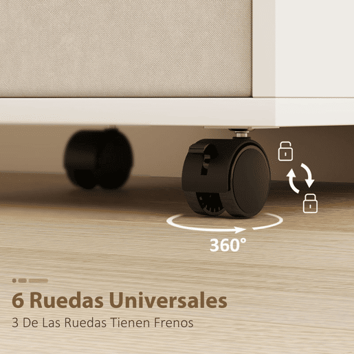 HOMCOM Mesa de Costura Dobrável com 6 Rodas Móvel para Máquina de Costura com 18 Pinos para Linhas 2 Gavetas de Tecido 3 Compartimentos Armário de Costura para Escritório Sala Branco