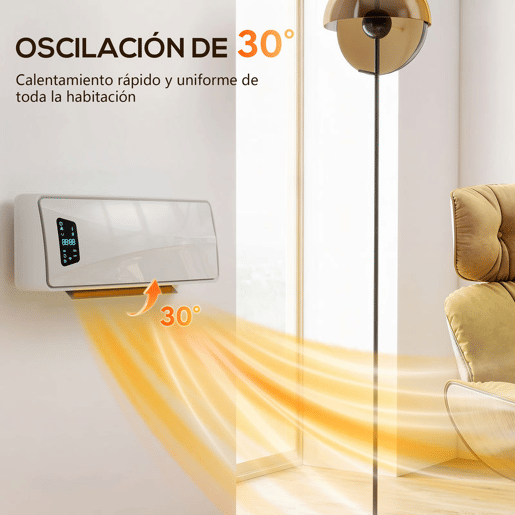 HOMCOM Aquecedor Elétrico de Baixo Consumo Cerâmico de Parede 2000W com 3 Modos Ecrã LED Termostato Ajustável Temporizador 24h Oscilação Controlo Remoto e Detecção de Janelas Abertas HOMCOM Aquecedor Elétrico de Baixo Consumo Cerâmico de Parede 2000W com 3 Modos Ecrã LED Termostato Ajustável Temporizador 24h Oscilação Controlo Remoto e Detecção de Janelas Abertas