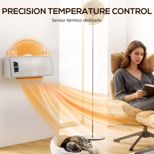 HOMCOM Aquecedor Elétrico de Baixo Consumo Cerâmico de Parede 2000W com 3 Modos Ecrã LED Termostato Ajustável Temporizador 24h Oscilação Controlo Remoto e Detecção de Janelas Abertas HOMCOM Aquecedor Elétrico de Baixo Consumo Cerâmico de Parede 2000W com 3 Modos Ecrã LED Termostato Ajustável Temporizador 24h Oscilação Controlo Remoto e Detecção de Janelas Abertas