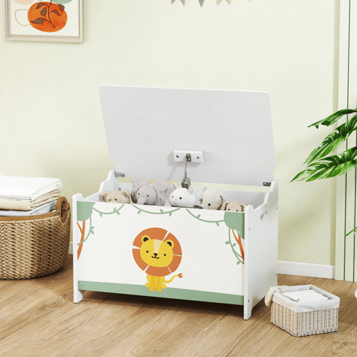 AIYAPLAY Baú Brinquedos Infantil 53 L Caixa de Arrumação Brinquedos Organizador Brinquedos com Tampa Rebatível Pistão a Gás para Livros Roupas 60x37x39 cm Verde