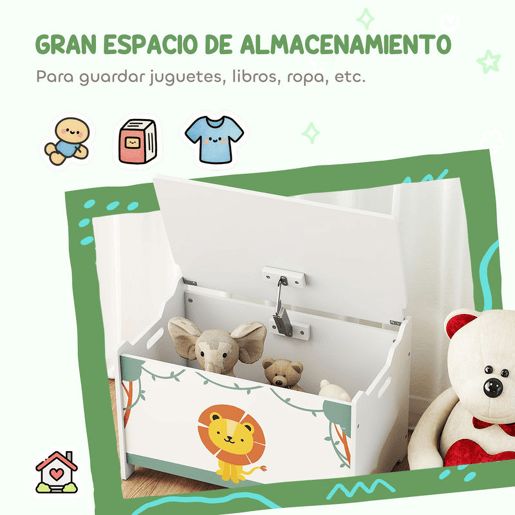 AIYAPLAY Baú Brinquedos Infantil 53 L Caixa de Arrumação Brinquedos Organizador Brinquedos com Tampa Rebatível Pistão a Gás para Livros Roupas 60x37x39 cm Verde