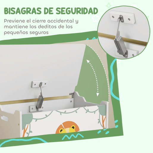AIYAPLAY Baú Brinquedos Infantil 53 L Caixa de Arrumação Brinquedos Organizador Brinquedos com Tampa Rebatível Pistão a Gás para Livros Roupas 60x37x39 cm Verde