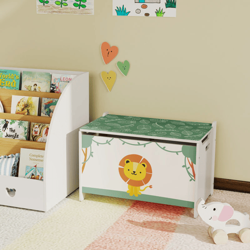 AIYAPLAY Baú Brinquedos Infantil 53 L Caixa de Arrumação Brinquedos Organizador Brinquedos com Tampa Rebatível Pistão a Gás para Livros Roupas 60x37x39 cm Verde