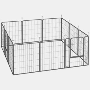 PawHut Parque para Cães de 12 Painéis 68x80 cm Parque Dobrável para Cães Médios com Portas Fecho e Estacas para Interior e Exterior Preto