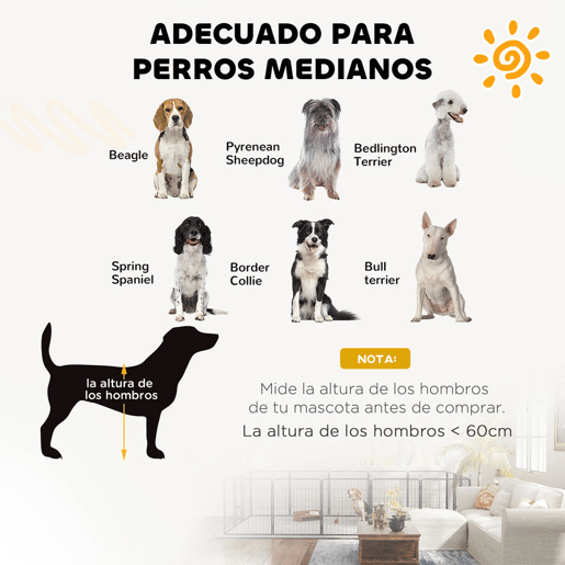 PawHut Parque para Cães de 12 Painéis 68x80 cm Parque Dobrável para Cães Médios com Portas Fecho e Estacas para Interior e Exterior Preto