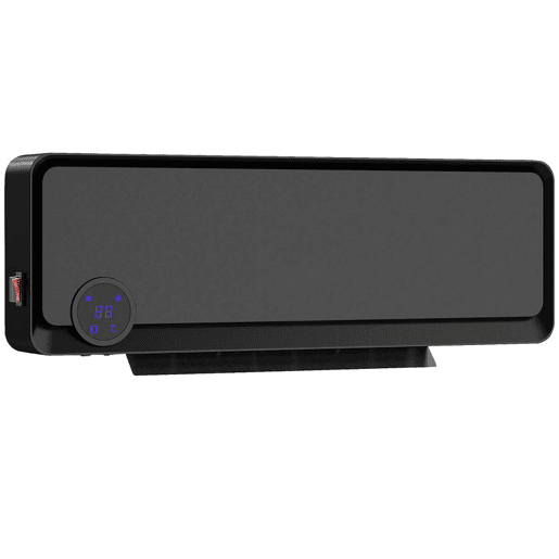 HOMCOM Aquecedor Cerâmico de Parede 1000W2000W com Controle Remoto Tela LED Temporizador de 12h Termostato e Proteção contra Superaquecimento 56x18,5x11,7 cm Preto