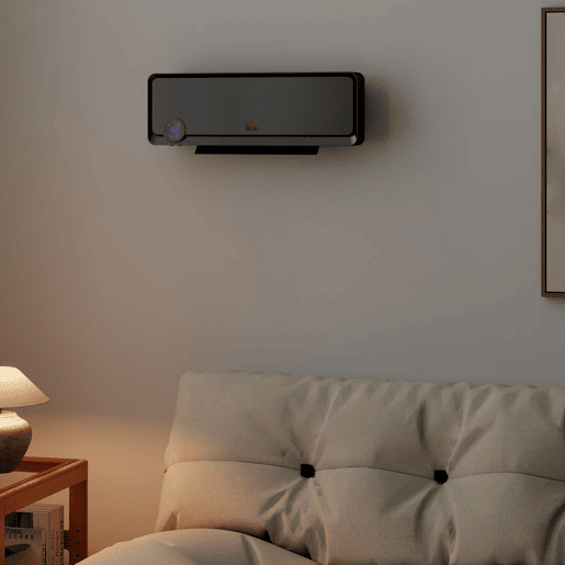HOMCOM Aquecedor Cerâmico de Parede 1000W2000W com Controle Remoto Tela LED Temporizador de 12h Termostato e Proteção contra Superaquecimento 56x18,5x11,7 cm Preto