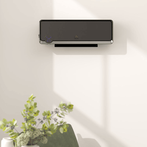 HOMCOM Aquecedor Cerâmico de Parede 1000W2000W com Controle Remoto Tela LED Temporizador de 12h Termostato e Proteção contra Superaquecimento 56x18,5x11,7 cm Preto