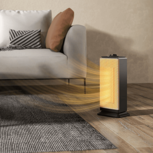 HOMCOM Aquecedor Elétrico de Baixo Consumo Cerâmico 2000W PTC com 3 Modos Termostato Ajustável Oscilação de 55° Proteção contra Tombamento e Sobreaquecimento para 15 m² 18x14x40,5 cm Preto