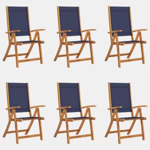 Cadeiras de jardim - Cadeiras de exterior dobráveis 6 pcs acácia maciça e textilene
