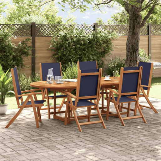 Cadeiras de jardim - Cadeiras de exterior dobráveis 6 pcs acácia maciça e textilene