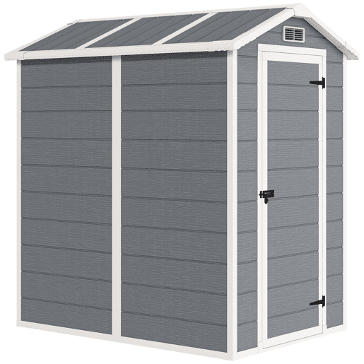 Outsunny Abrigo de Jardim Exterior 2,1 m² 131x186x198 cm Abrigo de Jardim Exterior com Piso Janela Porta com Fechadura Ventilações para Armazenamento de Ferramentas Cinzento