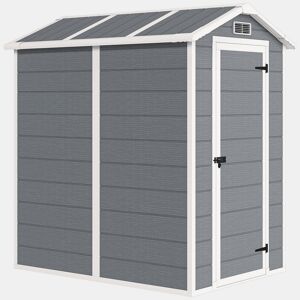 Outsunny Abrigo de Jardim Exterior 2,1 m² 131x186x198 cm Abrigo de Jardim Exterior com Piso Janela Porta com Fechadura Ventilações para Armazenamento de Ferramentas Cinzento