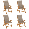 Cadeiras de jardim - Cadeiras de exterior reclináveis c almofadões 4 pcs teca maciça