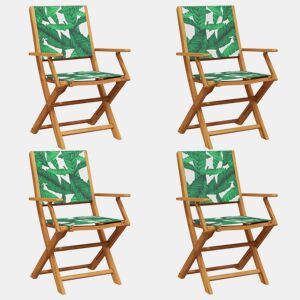 Cadeiras de jardim - Cadeiras de exterior dobráveis 4 pcs tecidomadeira maciça verde