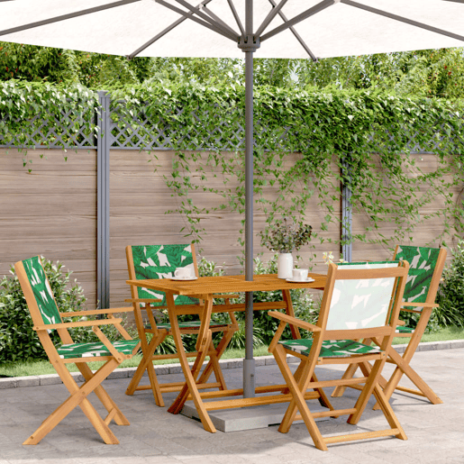 Cadeiras de jardim - Cadeiras de exterior dobráveis 4 pcs tecidomadeira maciça verde