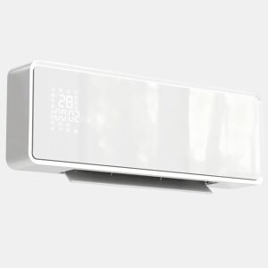 HOMCOM Aquecedor Elétrico de Baixo Consumo Cerâmico de Parede 2000W com 3 Modos Ecrã LED Termostato Temporizador Oscilação Controlo Remoto Detecção de Janelas Abertas e Painel de Vidro 54x18,7x12,3 cm Branco