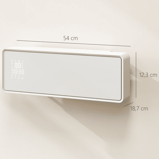 HOMCOM Aquecedor Elétrico de Baixo Consumo Cerâmico de Parede 2000W com 3 Modos Ecrã LED Termostato Temporizador Oscilação Controlo Remoto Detecção de Janelas Abertas e Painel de Vidro 54x18,7x12,3 cm Branco HOMCOM Aquecedor Elétrico de Baixo Consumo Cerâmico de Parede 2000W com 3 Modos Ecrã LED Termostato Temporizador Oscilação Controlo Remoto Detecção de Janelas Abertas e Painel de Vidro 54x18,7x12,3 cm Branco