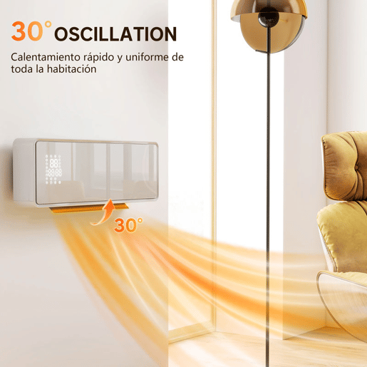 HOMCOM Aquecedor Elétrico de Baixo Consumo Cerâmico de Parede 2000W com 3 Modos Ecrã LED Termostato Temporizador Oscilação Controlo Remoto Detecção de Janelas Abertas e Painel de Vidro 54x18,7x12,3 cm Branco HOMCOM Aquecedor Elétrico de Baixo Consumo Cerâmico de Parede 2000W com 3 Modos Ecrã LED Termostato Temporizador Oscilação Controlo Remoto Detecção de Janelas Abertas e Painel de Vidro 54x18,7x12,3 cm Branco