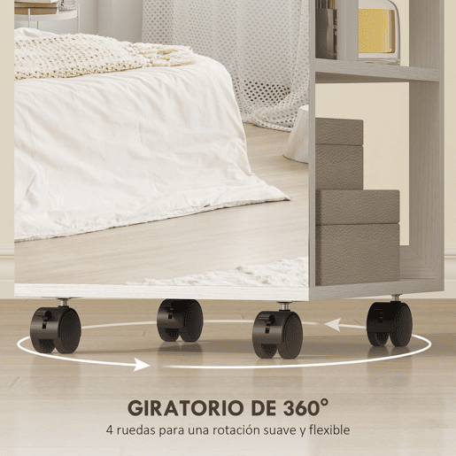 HOMCOM Espelho com Armário para Jóias com Luzes LED de 3 Cores, Armário Giratório 360°, Espelho de Corpo Inteiro sem Moldura com Cabide, Fecho e Chaves, Compartimentos, Branco com Forro Bege