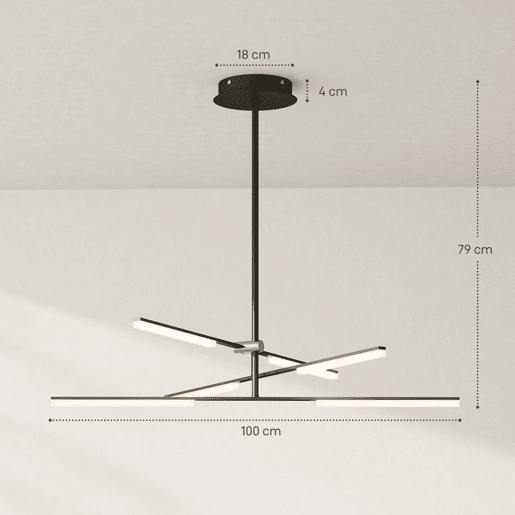HOMCOM Candeeiro Suspenso Moderno Candeeiro de Teto LED com Ângulo de Luz Ajustável Pantalla de Acrílico Iluminação para Quarto Sala de Jantar Cozinha, Sala Restaurante Ø100x79 cm Preto