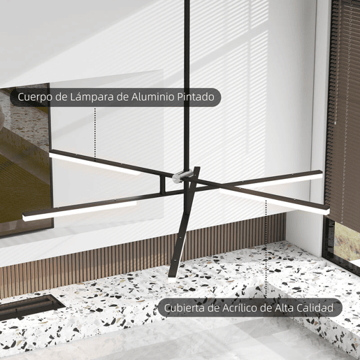 HOMCOM Candeeiro Suspenso Moderno Candeeiro de Teto LED com Ângulo de Luz Ajustável Pantalla de Acrílico Iluminação para Quarto Sala de Jantar Cozinha, Sala Restaurante Ø100x79 cm Preto