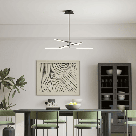 HOMCOM Candeeiro Suspenso Moderno Candeeiro de Teto LED com Ângulo de Luz Ajustável Pantalla de Acrílico Iluminação para Quarto Sala de Jantar Cozinha, Sala Restaurante Ø100x79 cm Preto