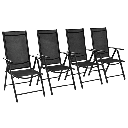 Cadeiras de jardim - Cadeiras de exterior dobráveis 4 pcs alumínio e textilene preto