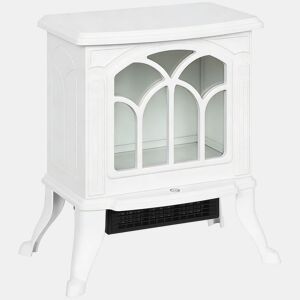 HOMCOM Lareira Elétrica 7501500 W Lareira Decorativa com 2 Níveis de Potência Efeito Chama Proteção contra Sobreaquecimento Área de Cobertura 15-20 m² 37,3x23,1x44 cm Branco