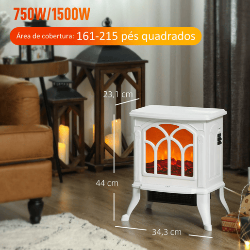 HOMCOM Lareira Elétrica 7501500 W Lareira Decorativa com 2 Níveis de Potência Efeito Chama Proteção contra Sobreaquecimento Área de Cobertura 15-20 m² 37,3x23,1x44 cm Branco HOMCOM Lareira Elétrica 7501500 W Lareira Decorativa com 2 Níveis de Potência Efeito Chama Proteção contra Sobreaquecimento Área de Cobertura 15-20 m² 37,3x23,1x44 cm Branco