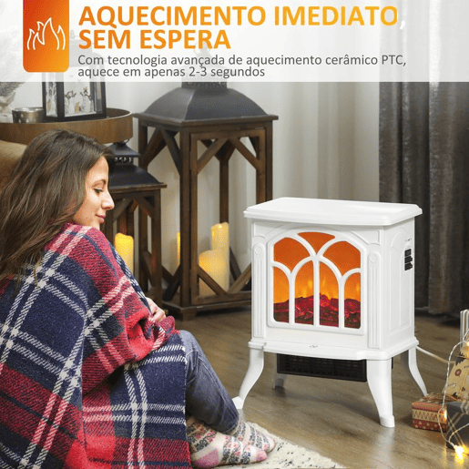 HOMCOM Lareira Elétrica 7501500 W Lareira Decorativa com 2 Níveis de Potência Efeito Chama Proteção contra Sobreaquecimento Área de Cobertura 15-20 m² 37,3x23,1x44 cm Branco HOMCOM Lareira Elétrica 7501500 W Lareira Decorativa com 2 Níveis de Potência Efeito Chama Proteção contra Sobreaquecimento Área de Cobertura 15-20 m² 37,3x23,1x44 cm Branco
