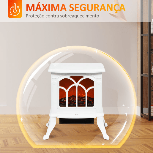 HOMCOM Lareira Elétrica 7501500 W Lareira Decorativa com 2 Níveis de Potência Efeito Chama Proteção contra Sobreaquecimento Área de Cobertura 15-20 m² 37,3x23,1x44 cm Branco HOMCOM Lareira Elétrica 7501500 W Lareira Decorativa com 2 Níveis de Potência Efeito Chama Proteção contra Sobreaquecimento Área de Cobertura 15-20 m² 37,3x23,1x44 cm Branco