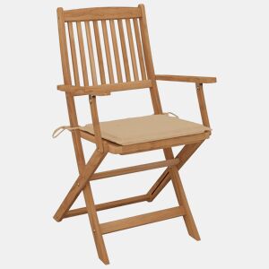Cadeiras de exterior - Cadeiras de jardim dobráveis c almofadões 8pcs acácia maciça