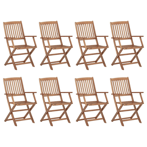 Cadeiras de exterior - Cadeiras de jardim dobráveis c almofadões 8pcs acácia maciça