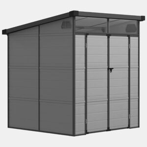Outsunny Abrigo de Jardim 3,24 m² 190x191x215 cm Abrigo Exterior com Porta de Correr e Trinco Janela e Ventilação para Armazenamento de Ferramentas Cinza Claro
