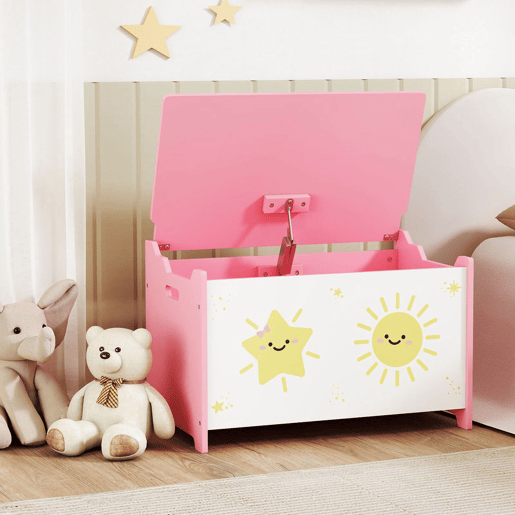 AIYAPLAY Baú Brinquedos Infantil 53 L Caixa de Arrumação Brinquedos Organizador Brinquedos com Tampa Rebatível Pistão a Gás para Livros Roupas 60x37x39 cm Rosa