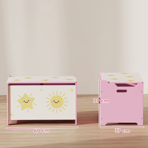 AIYAPLAY Baú Brinquedos Infantil 53 L Caixa de Arrumação Brinquedos Organizador Brinquedos com Tampa Rebatível Pistão a Gás para Livros Roupas 60x37x39 cm Rosa