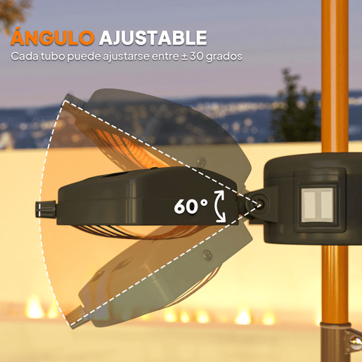 Outsunny Aquecedor por Infravermelhos para Chapéu de Sol 2400W Aquecedor Exterior Elétrico de Alumínio com 3 Níveis de Aquecimento Proteção Anti-Tombo IP44 para Pátio e Jardim Ø55x8 cm Preto