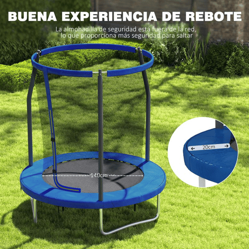 SPORTNOW Trampolim Infantil Ø183 cm, para Crianças acima de 6 Anos com Rede de Segurança Barras Acolchoadas Capa de Segurança e Estrutura de Aço Interior e Exterior