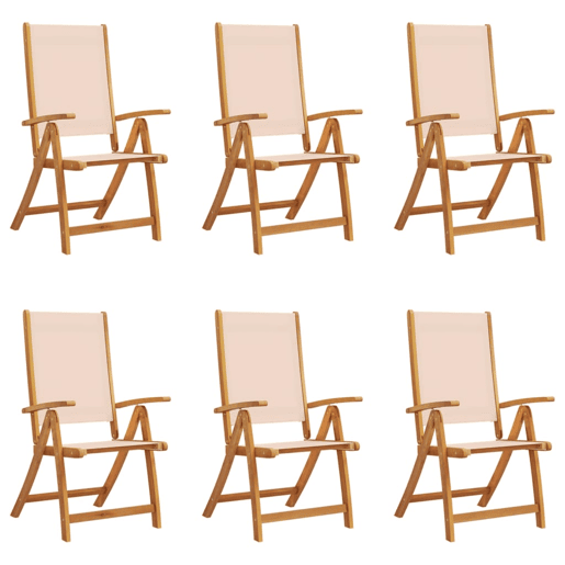 Cadeiras de jardim - Cadeiras de exterior dobráveis 6 pcs acácia maciça e textilene
