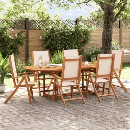 Cadeiras de jardim - Cadeiras de exterior dobráveis 6 pcs acácia maciça e textilene