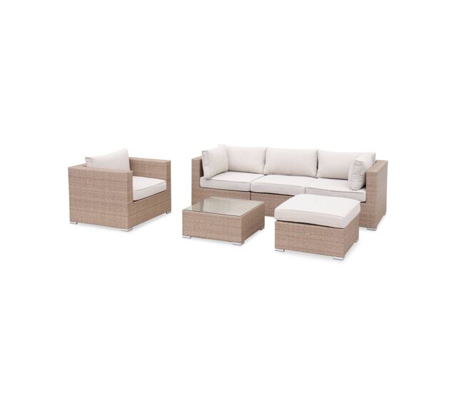 Conjunto de jardín de resina trenzada, 5 plazas beige - 234x82x67 cm
